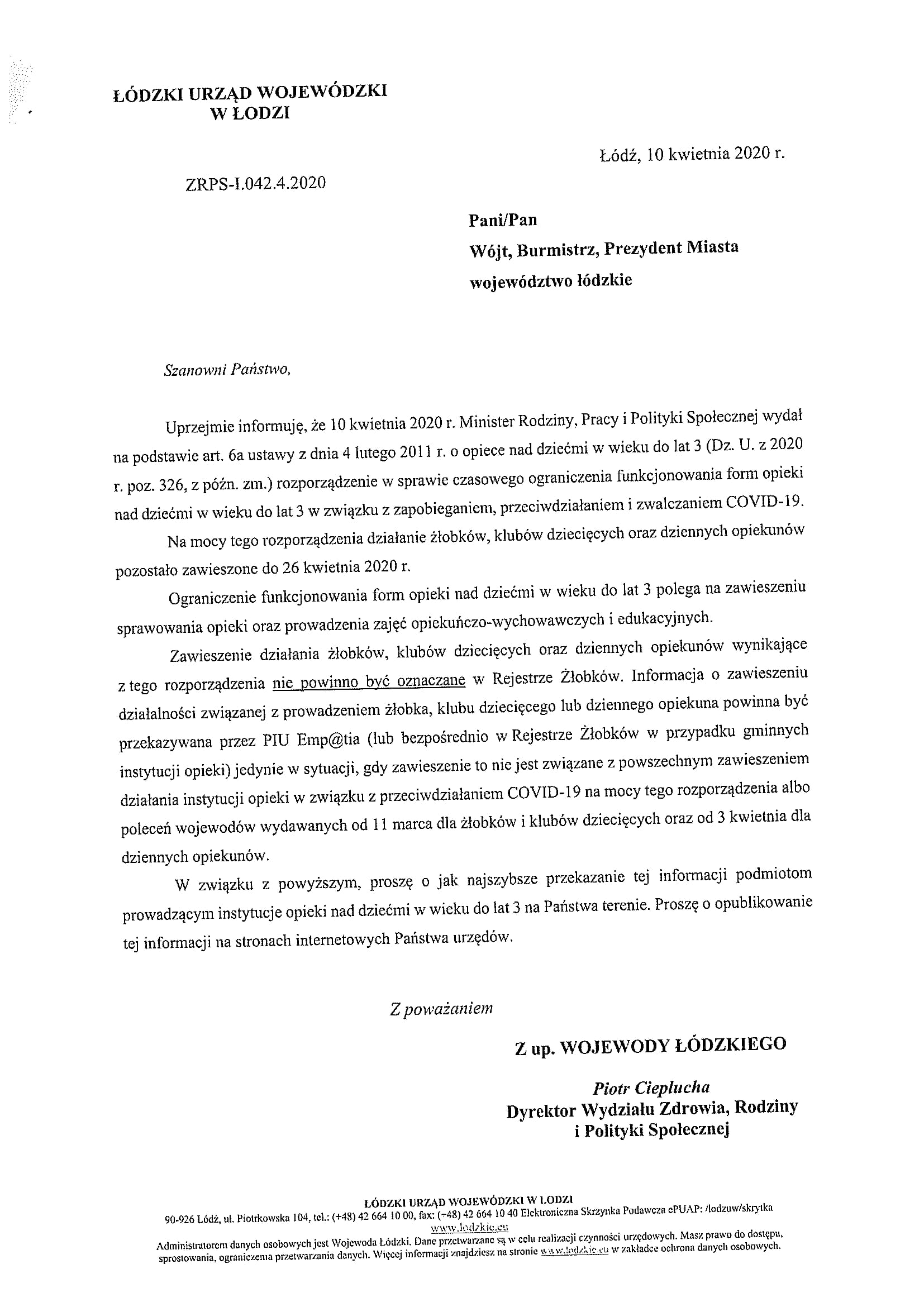 Pismo Wojewody dotyczące funkcjonowania żłobków - klubów dzicięcych-1.jpg (319 KB)