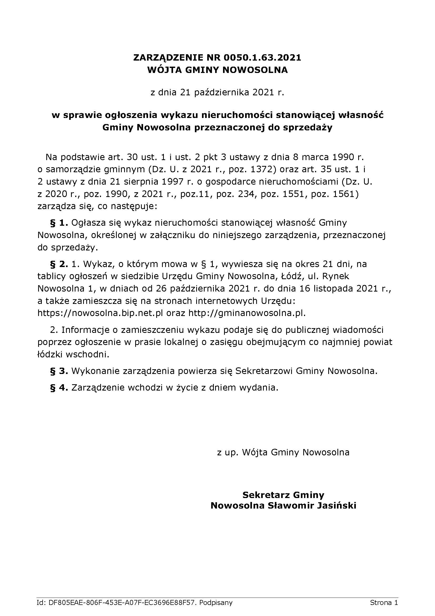 Zarządzenie 0050.1.63.2021 21.10.2021 r. wykaz nieruchomości przeznaczonej do sprzedaży dz. 188_8 Natolin-2.pdf_Strona_1.jpg (270 KB)